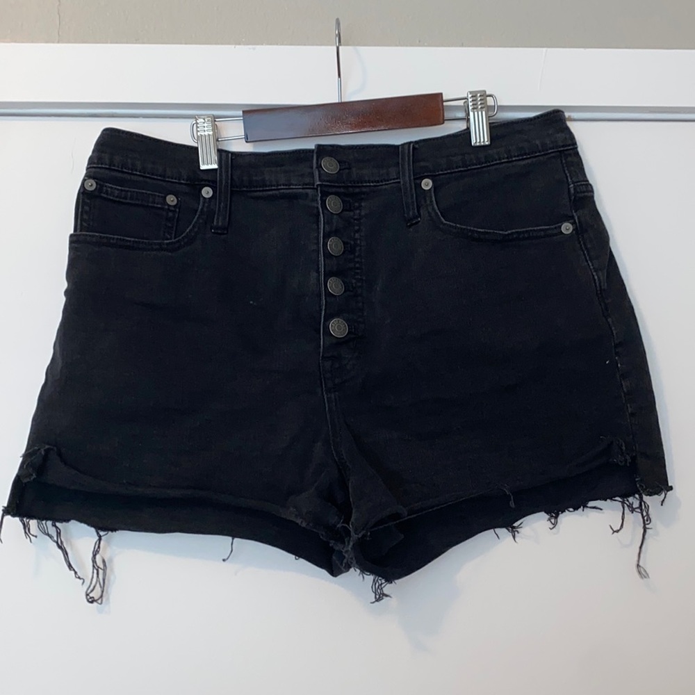 Madewell Black Denim Button-fly Shorts